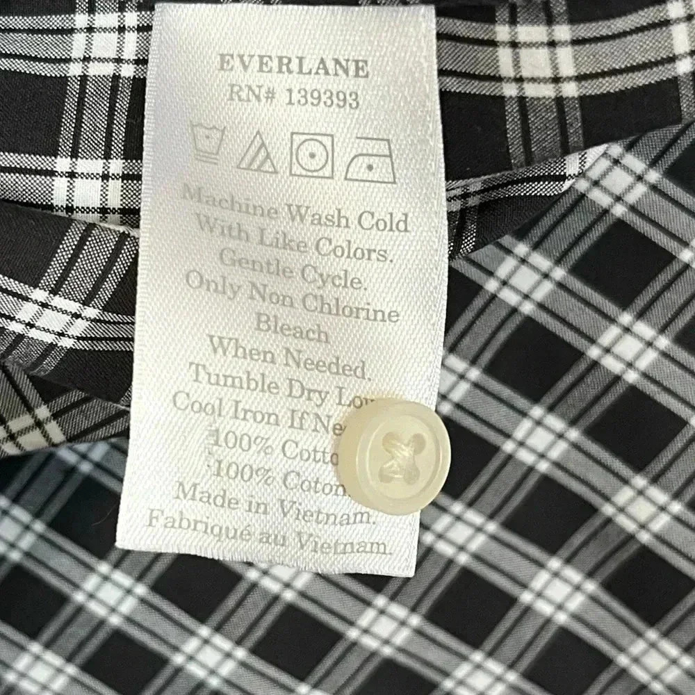 Everlane Men’s Plaid Shirt Size M Black White Long Sleeve Button Down  Collared - Picture 8 of 8
